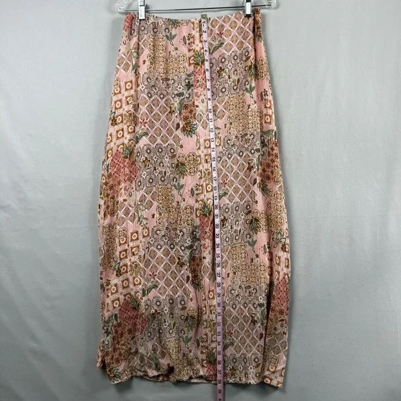 Promesa Maxi Dress Womens Medium Sleeveless Floral Cutout Sides Gauze Pink - Picture 5 of 10